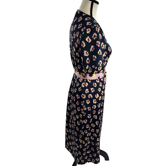 BCBGeneration Womens XS Wrap Dress Mixed Print Short Sleeve Tie Belt Midi - Picture 4 of 7